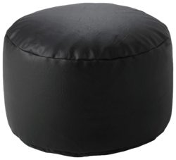 HOME - Leather Effect Footstool - Black